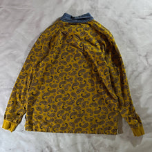 Load image into Gallery viewer, Stussy Yellow Paisley Denim Collar Rugby Shirt