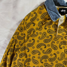 Load image into Gallery viewer, Stussy Yellow Paisley Denim Collar Rugby Shirt