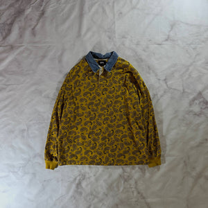 Stussy Yellow Paisley Denim Collar Rugby Shirt