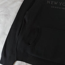 Load image into Gallery viewer, New York Or Nowhere Knit Black Text Logo Hoodie