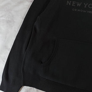 New York Or Nowhere Knit Black Text Logo Hoodie