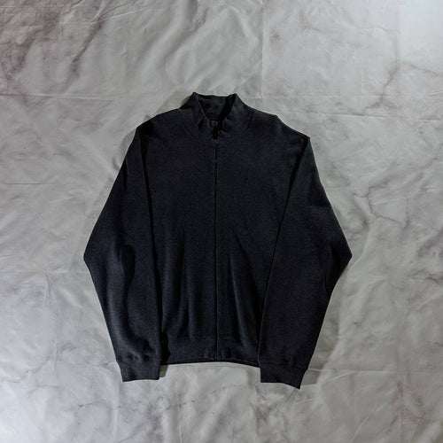 Ralph Lauren Purple Label Grey Knit Zip-Up Sweater